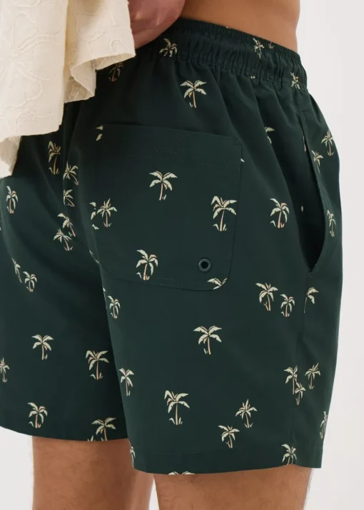 Khaki Palm Tree Swim Shorts