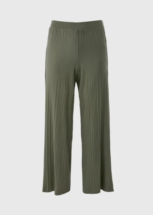 Khaki Plisse Co-Ord Trousers