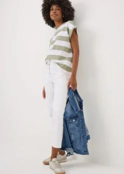 Khaki Stripe Short Sleeve Top