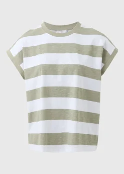 Khaki Stripe Short Sleeve Top