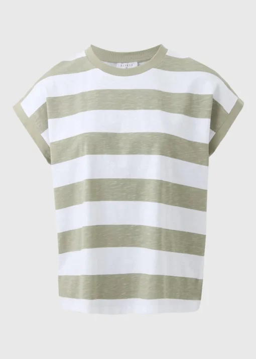 Khaki Stripe Short Sleeve Top
