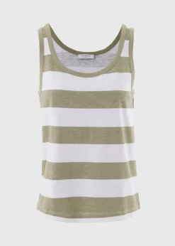 Khaki Stripe Slub Vest
