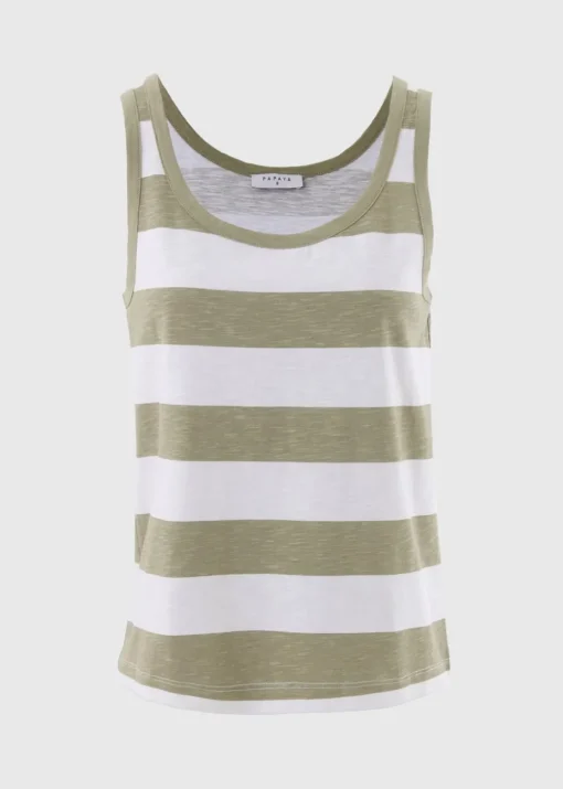 Khaki Stripe Slub Vest