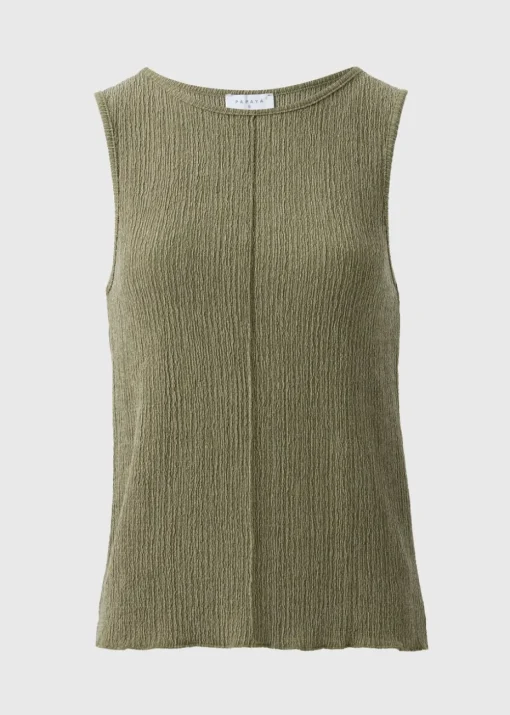 Khaki Textured Seam Vest Top