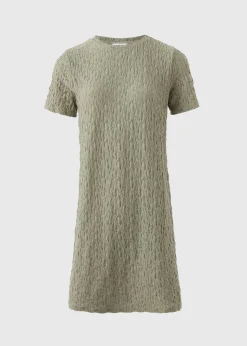 Khaki T-Shirt Textured Mini Dress