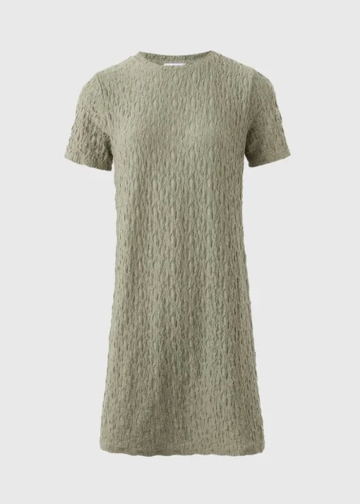 Khaki T-Shirt Textured Mini Dress
