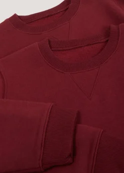 Kids 2 Pack Burgundy Crew Neck School Sweatshirts (3-13yrs)