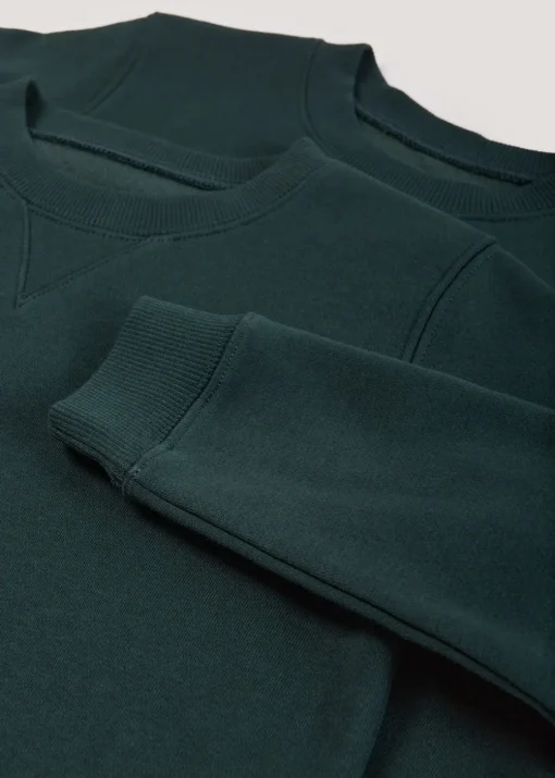 Kids 2 Pack Green Crew Neck School Sweatshirts (3-13yrs)