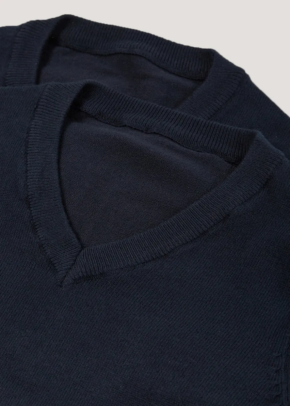 Kids 2 Pack Navy V-Neck School Jumpers (3-13yrs)