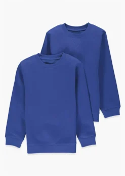 Kids 2 Pack Royal Blue Crew Neck Sweatshirt (3-13yrs)