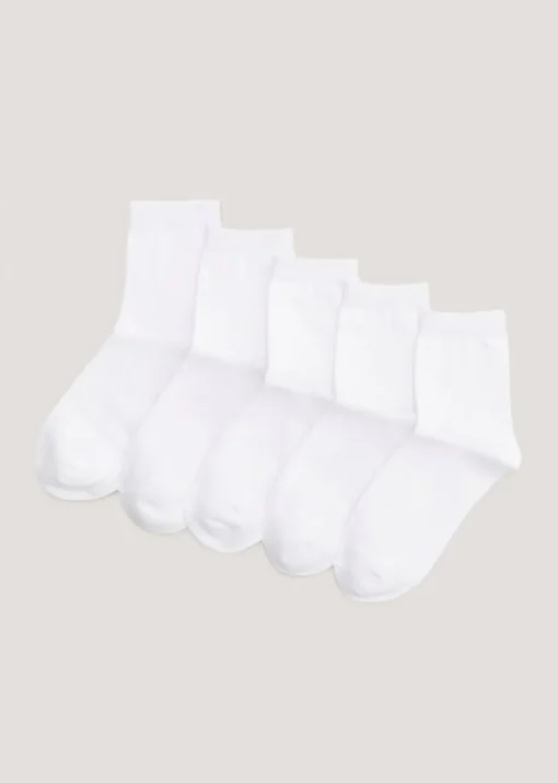 Kids 5 Pack White Ankle Socks (Younger 6-Older 5.5)