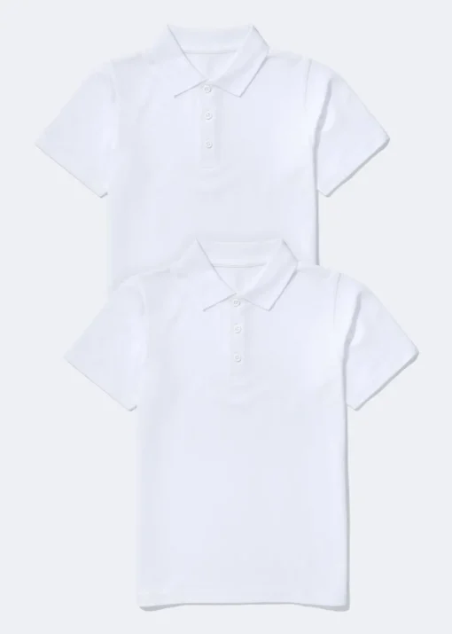 Kids 2 Pack White School Polo Shirts (4-16yrs)
