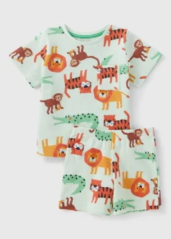 Kids Green Animal Waffle Pyjama Set (1-7yrs)