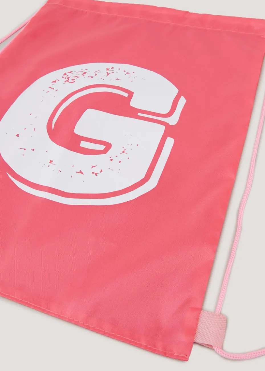 Kids Pink Alphabet Drawstring Bag