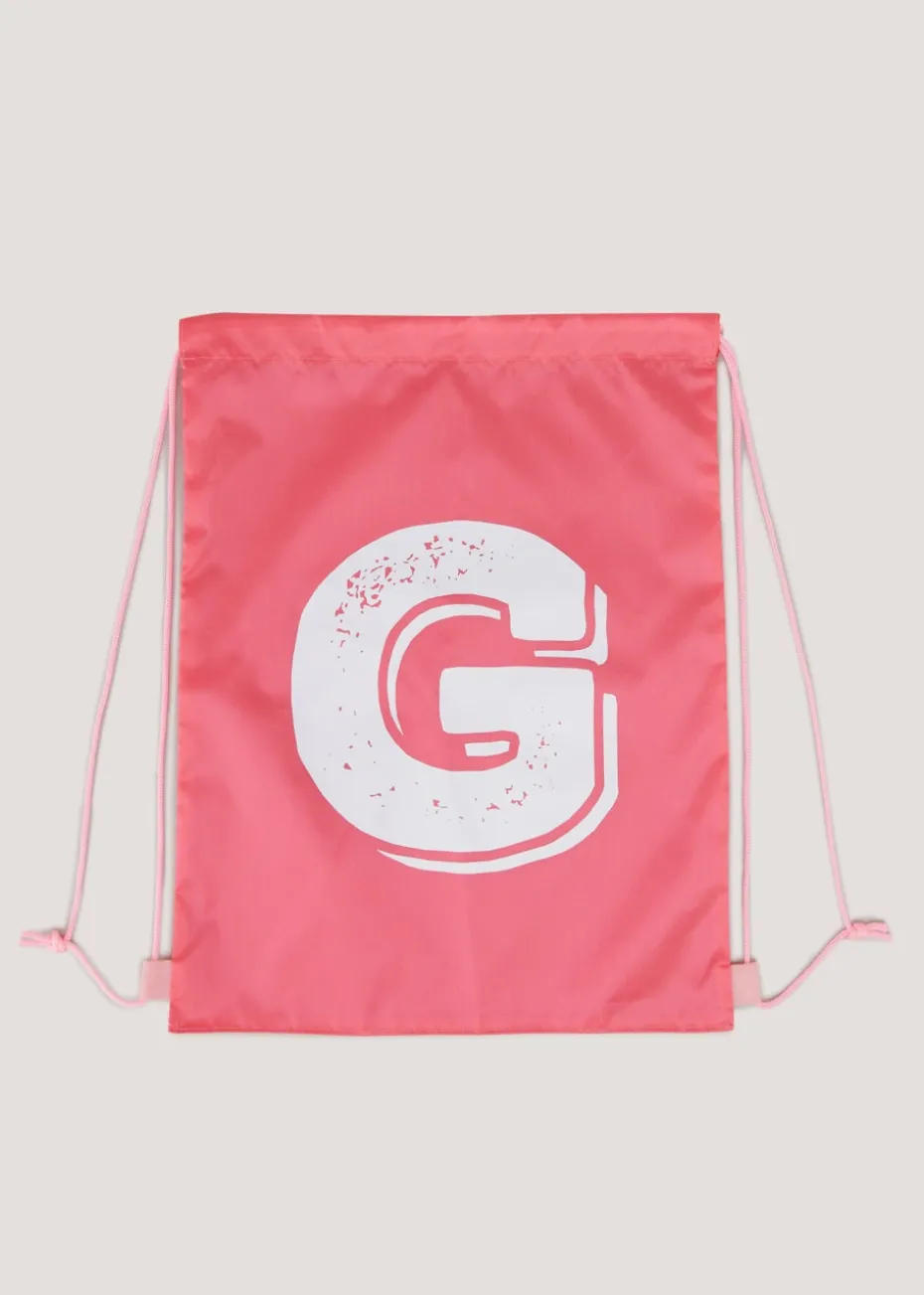 Kids Pink Alphabet Drawstring Bag