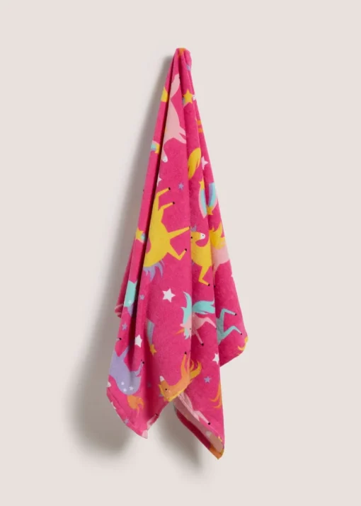 Kids Pink Rainbow Beach Towel