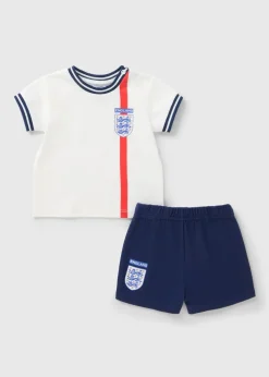 Kids White England T-Shirt & Shorts Set (Newborn-18mths)