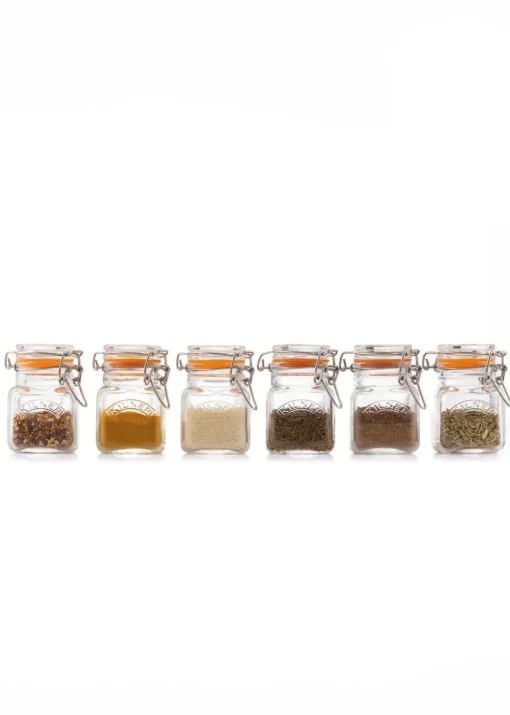 Kilner Clip Top Square Spice Jar 6pc