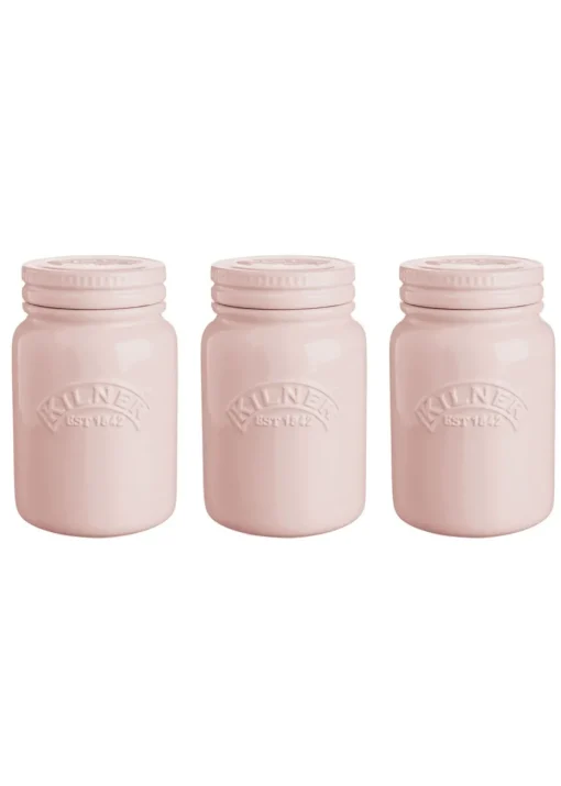 Kilner Set of 3 Ceramic Storage Jars Dusky Pink
