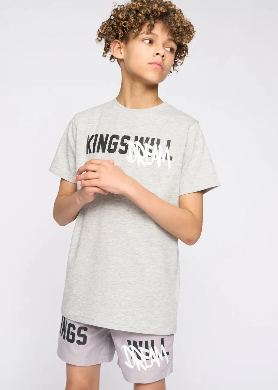Kings Will Dream Ash Grey Tagged Swim Shorts (7-14 yrs)