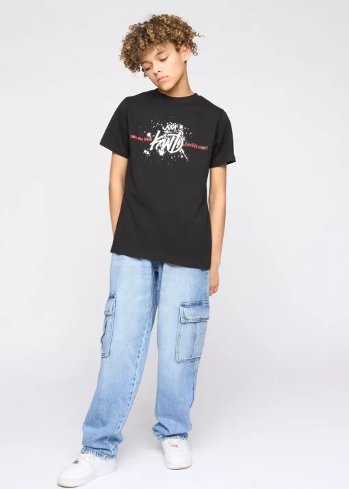 Kings Will Dream Black Paintsplat T Shirt (7-14 yrs)