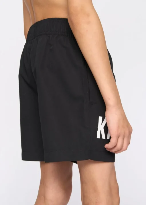 Kings Will Dream Black Tagged Swim Shorts (7-14 yrs)