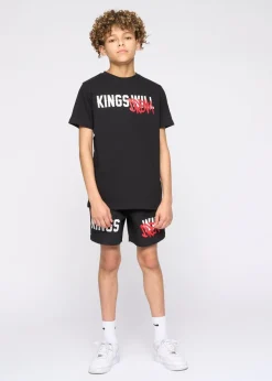 Kings Will Dream Black Tagged Swim Shorts (7-14 yrs)