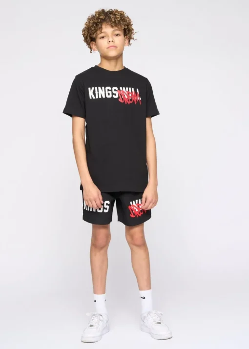 Kings Will Dream Black Tagged Swim Shorts (7-14 yrs)