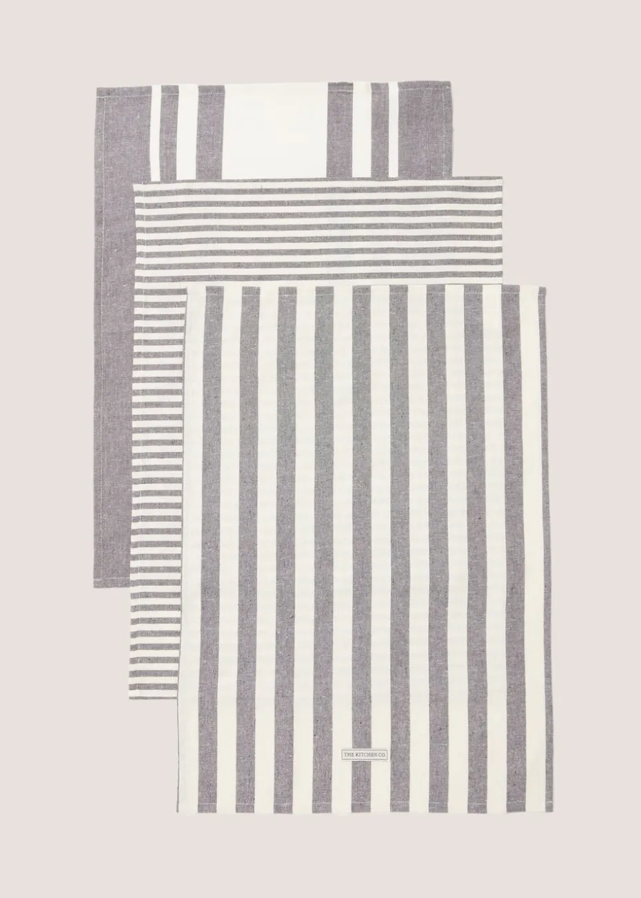 Kitchen Co 3 Pack Grey Textile Tea Towels