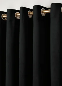 Laurence Llewelyn-Bowen Montrose Velvet Blackout Black Eyelet Curtains
