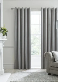 Laurence Llewelyn-Bowen Montrose Velvet Blackout Silver Eyelet Curtains
