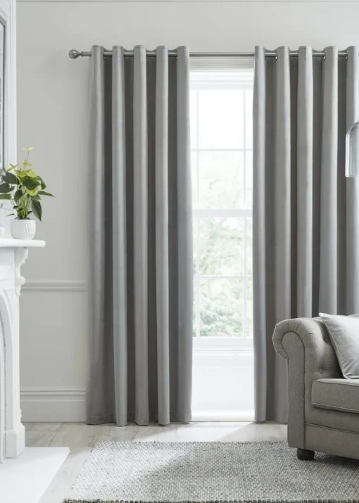 Laurence Llewelyn-Bowen Montrose Velvet Blackout Silver Eyelet Curtains