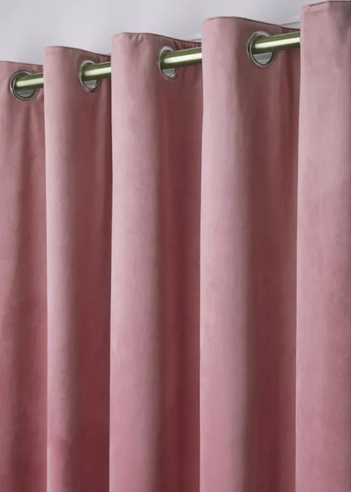 Laurence Llewelyn-Bowen Montrose Velvet Blackout Pink Eyelet Curtains