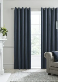 Laurence Llewelyn-Bowen Montrose Velvet Blackout Navy Eyelet Curtains