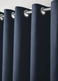 Laurence Llewelyn-Bowen Montrose Velvet Blackout Navy Eyelet Curtains
