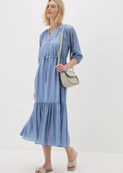 Light Blue Raglan Midi Shirt Dress