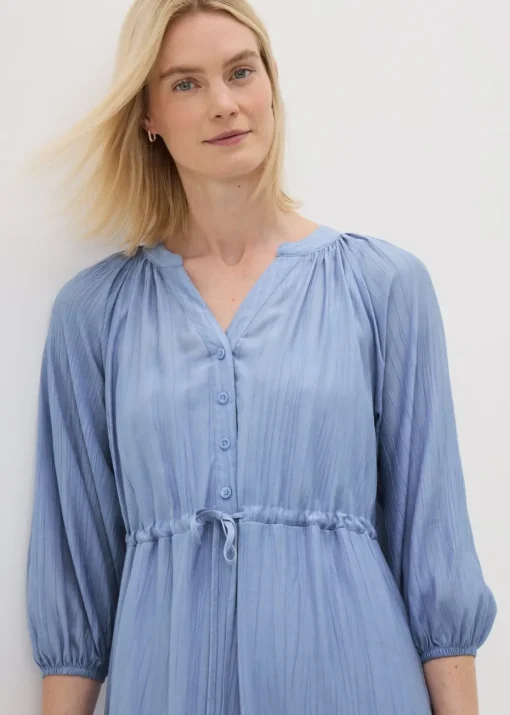 Light Blue Raglan Midi Shirt Dress