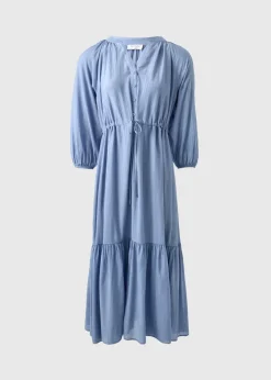 Light Blue Raglan Midi Shirt Dress