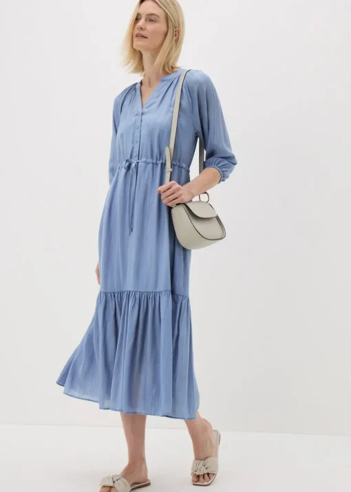 Light Blue Raglan Midi Shirt Dress