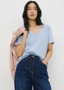 Light Blue V-Neck Regular Fit T-Shirt