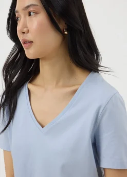 Light Blue V-Neck Regular Fit T-Shirt