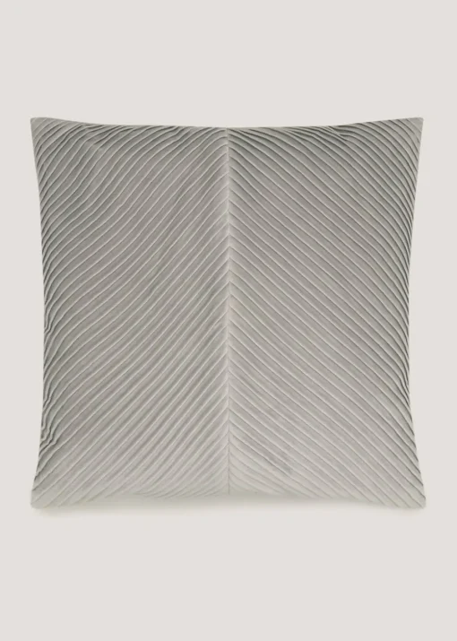Light Grey Pleated Velvet Cushion