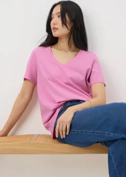 Light Pink V-Neck Regular Fit T-Shirt