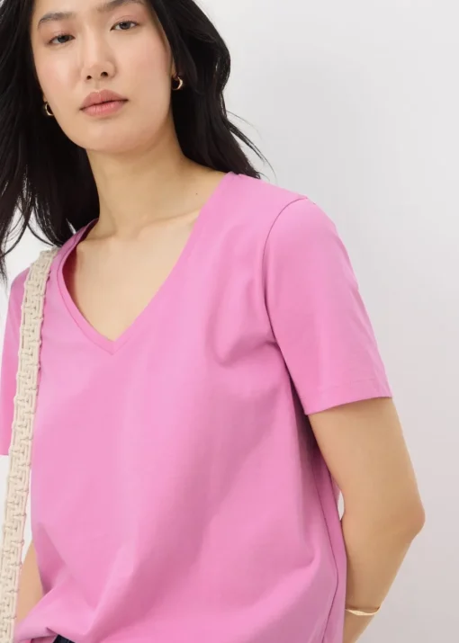 Light Pink V-Neck Regular Fit T-Shirt