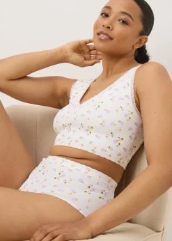 Lilac 2 Pack Ribbed Floral Bralette Set