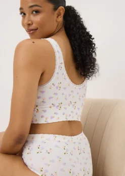 Lilac 2 Pack Ribbed Floral Bralette Set