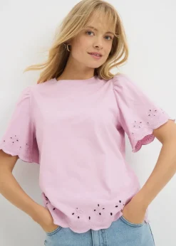 Lilac Floral Cut Out T-Shirt