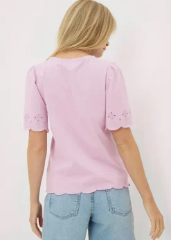 Lilac Floral Cut Out T-Shirt