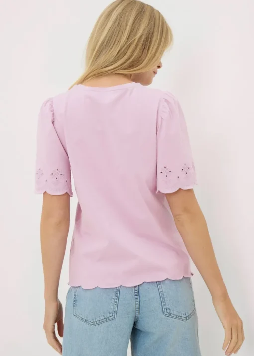 Lilac Floral Cut Out T-Shirt