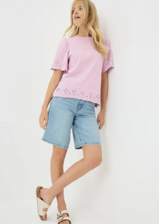 Lilac Floral Cut Out T-Shirt